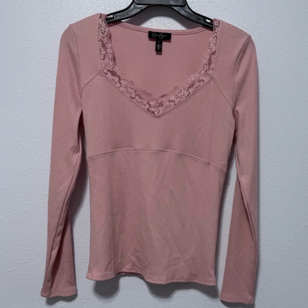 Jessica Simpson Blush Lace Trim Top - Image 2