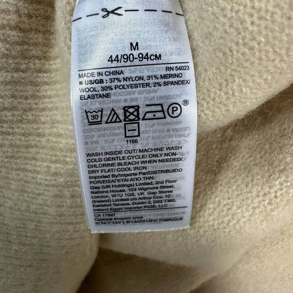 Banana Republic Mock Neck Cream Baja Sand Sweater Merino Blend Medium NEW - Image 7