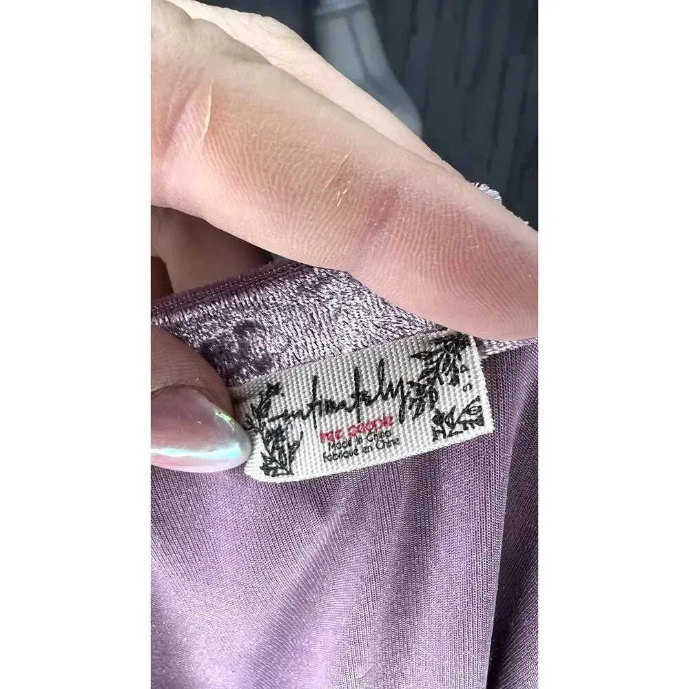 Free People Women's Size Small Pink‎ Velvet Short Sleeve Baby Tee Top Casual - Image 6