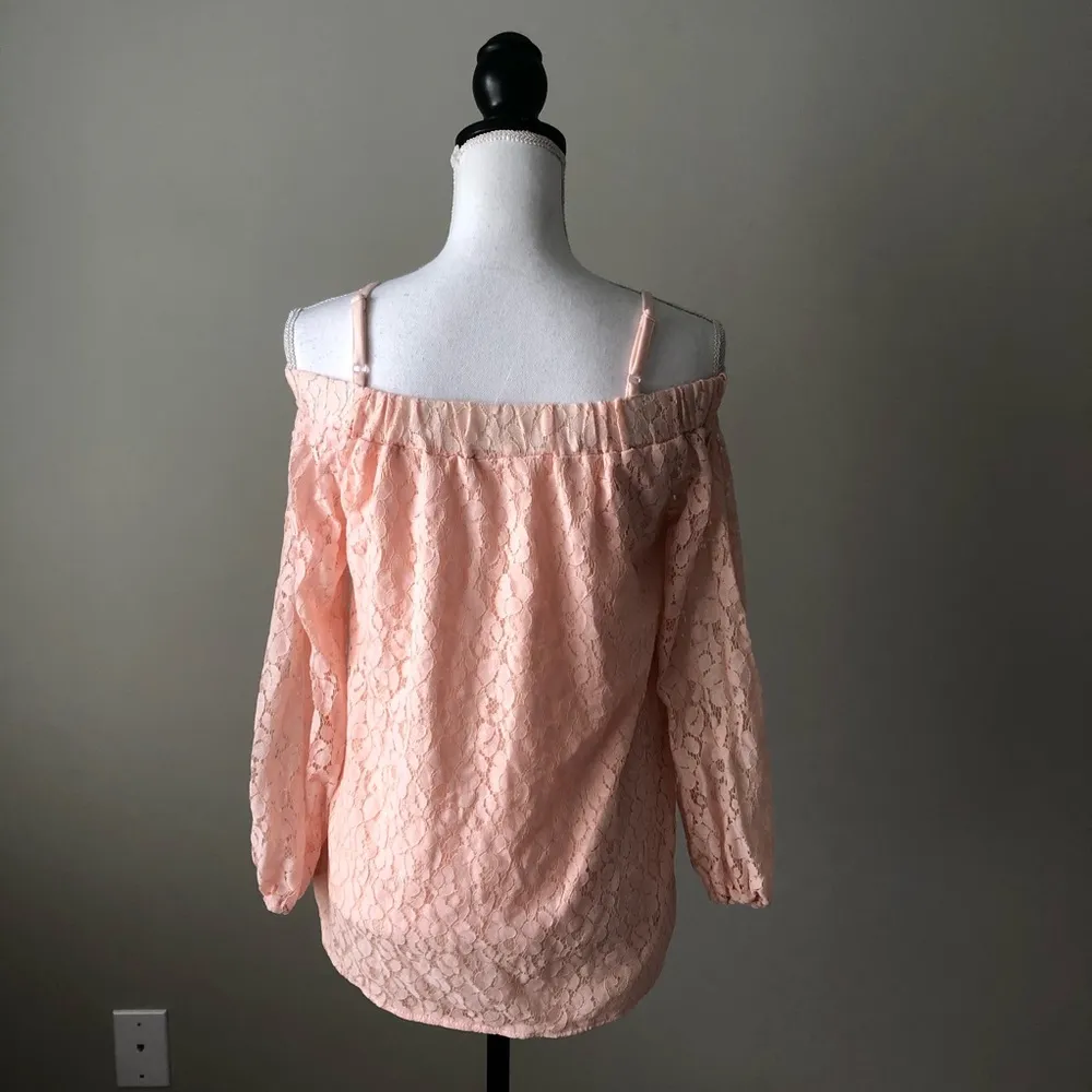 SEVEN SISTERS | Pink Lace Off-shoulder Blouse - Image 7