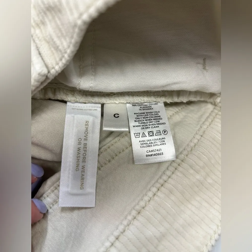 LOFT The Straight Crop High Rise Off White/Cream Corduroys Frayed Hem NWT 10/30 - Image 10