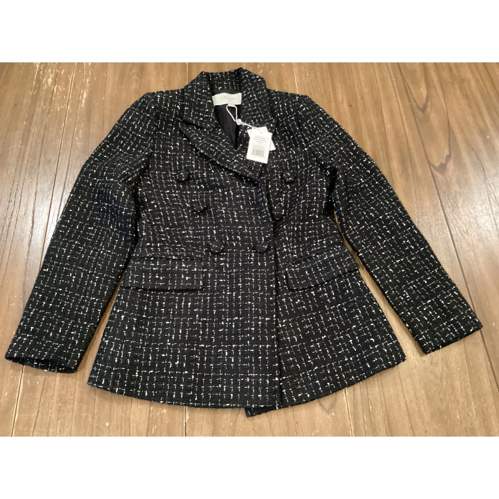 Cami NYV  black Bruna tweed blazer - windowpane NWT size small - Image 12