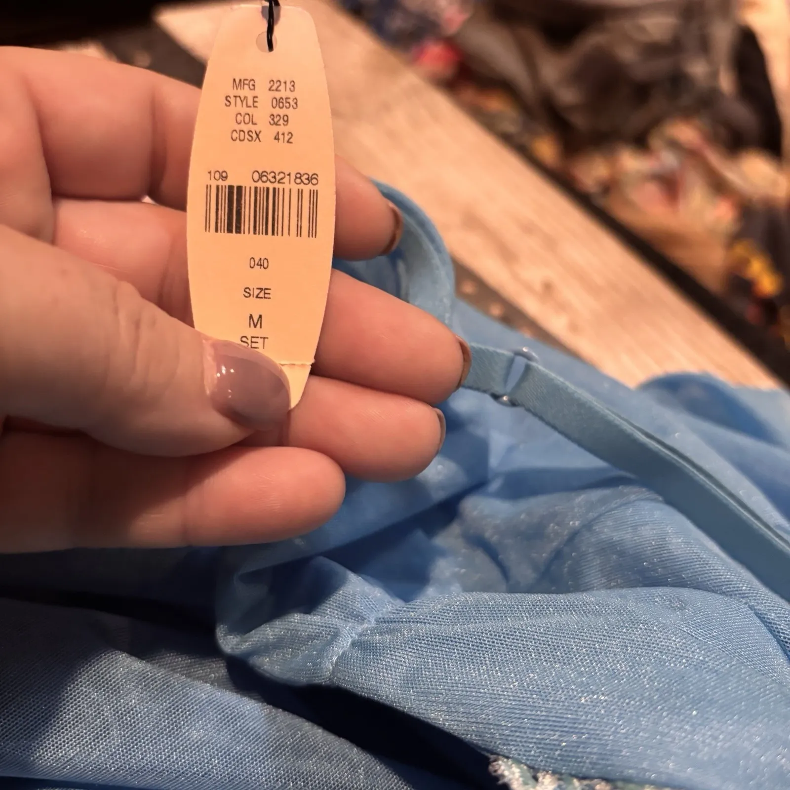 Vintage Victoria's Secret Blue Lace Chemise Slip Dress Sheer Lingerie Size Med - Image 7