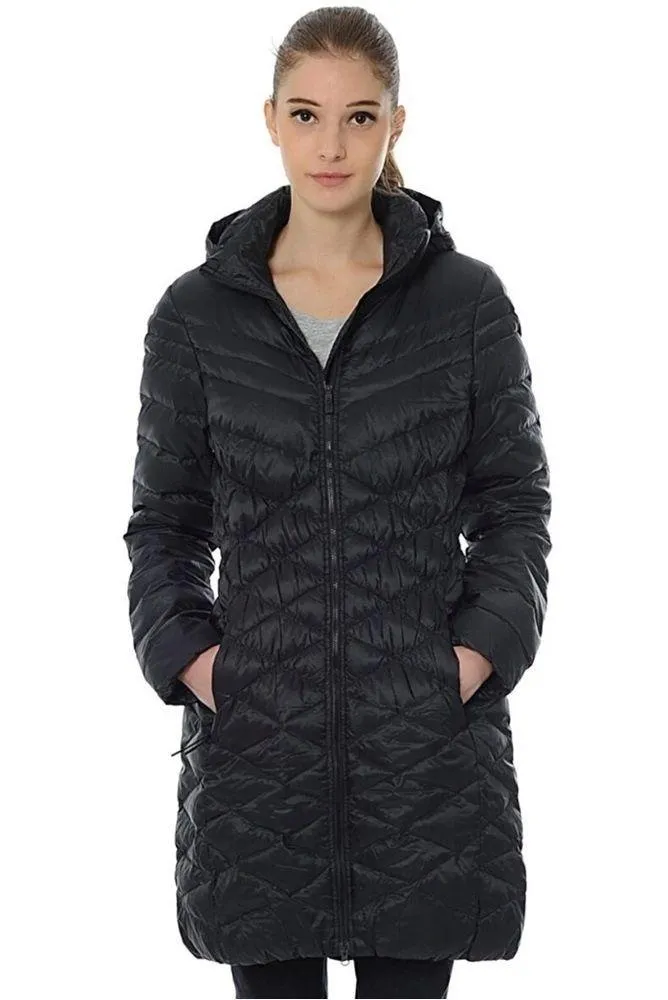 Nike Cascade Hooded Tech Down Puffer Black Quilted Coat Women's Medium - Image 12