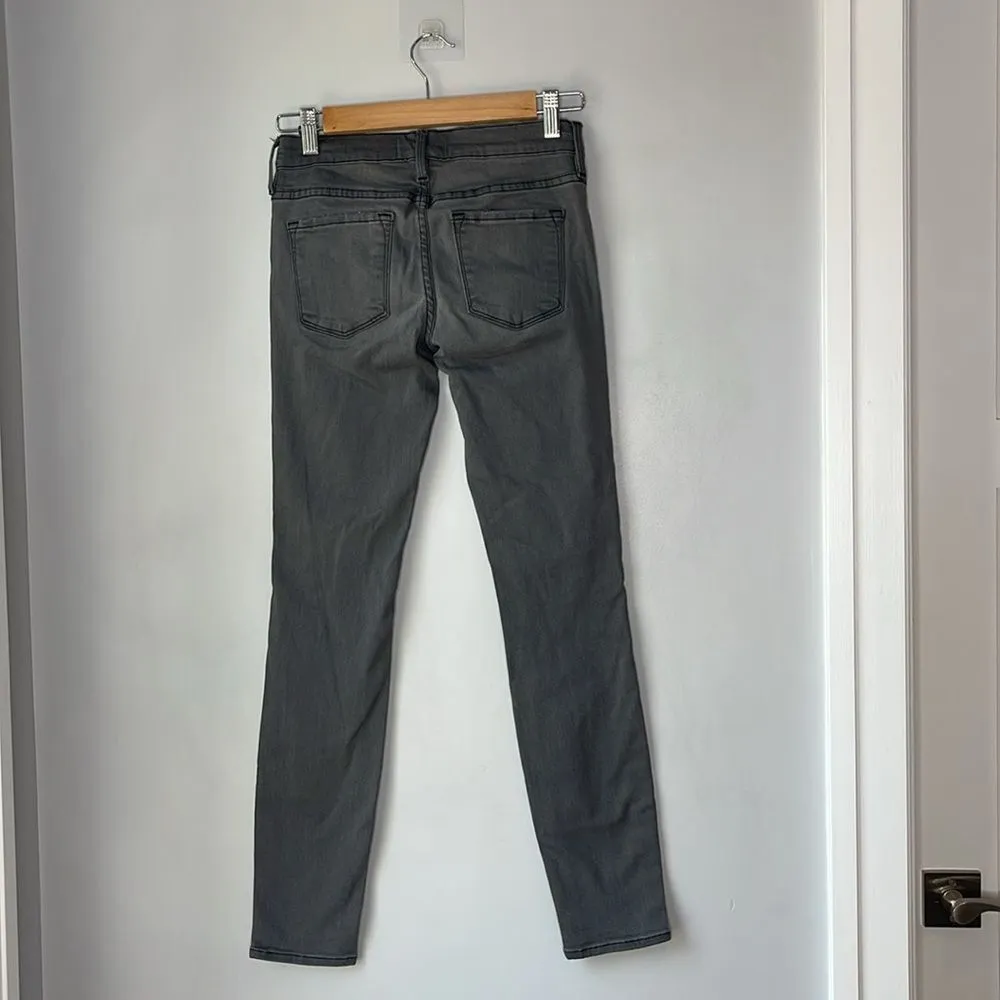 Frame Jeans Le Skinny de Jeanne Low Rise Stretch Distressed Denim Gray - Image 4