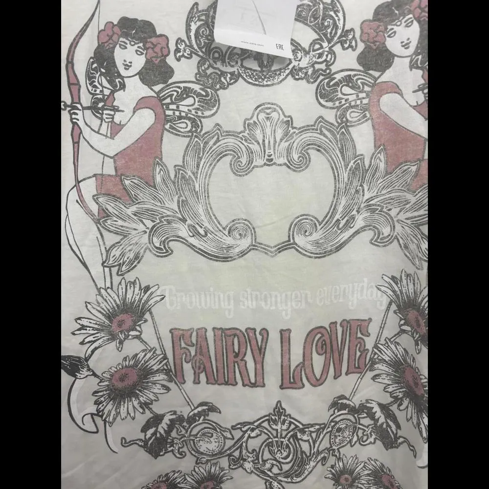 NWT Womens Zara Small Graphic T Shirt Fairy Love - Image 2