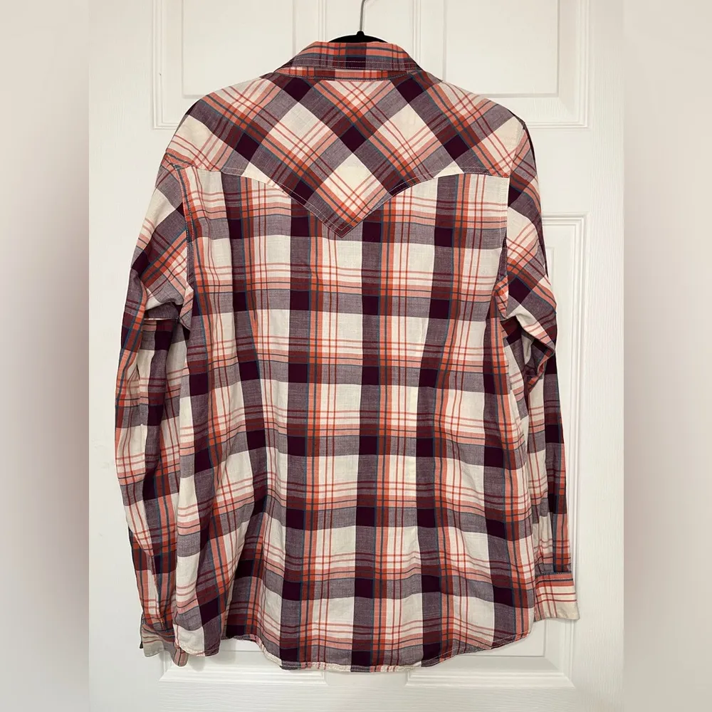 Wrangler Retro Western Plaid Pearl Snap Button Up sz L - Image 11