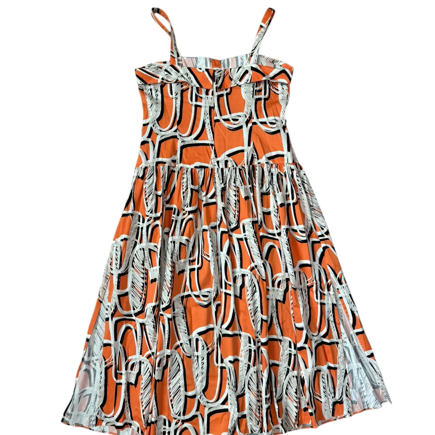 Karl Lagerfeld Paris Sleeveless Printed Square Neck Midi Dress Orange Size 12 - Image 5