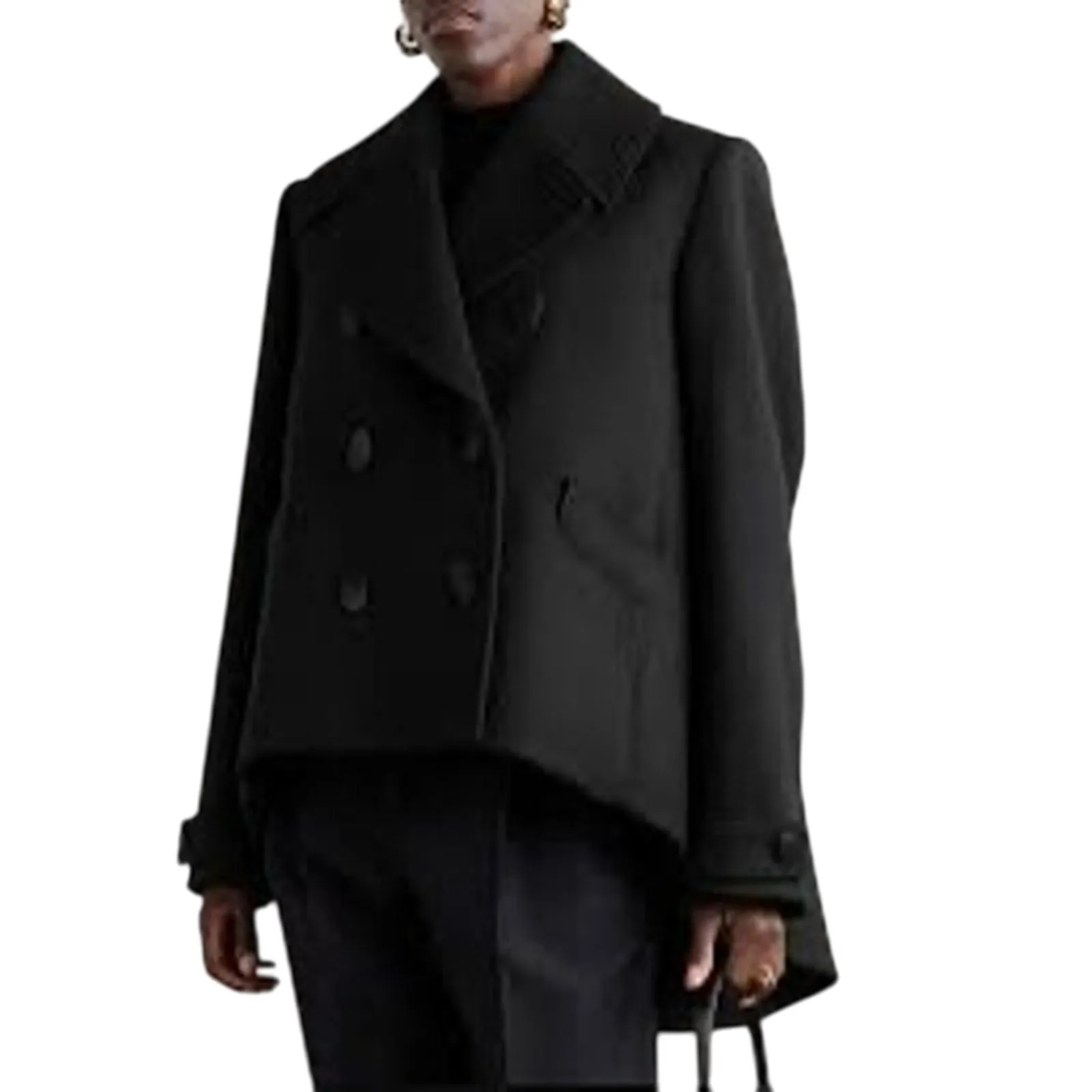 Givenchy NWT Oversized Asymmetric Cropped Double Breasted Wool Coat Size 44 - Image 10