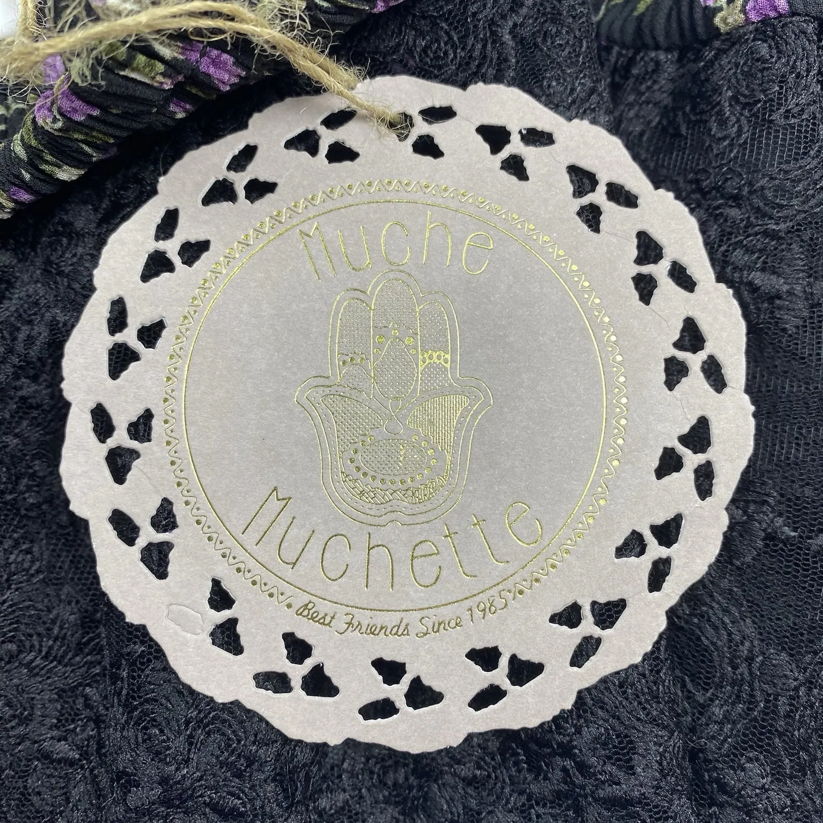 Muche & Muchette Mini Skirt‎ Lace Black/Purple Floral Lined Women's One Size S/M Size M - Image 8