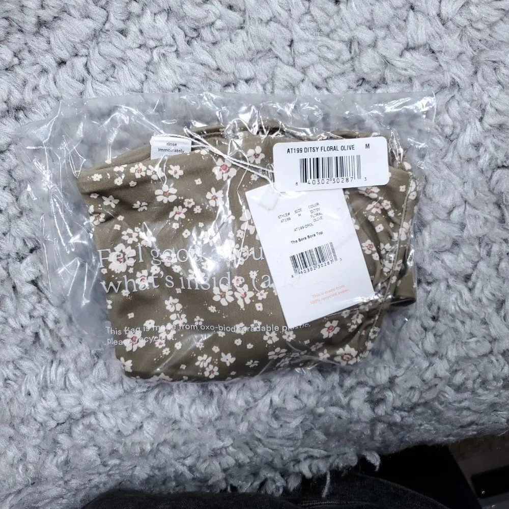 Andie Swim Bora Bora Bandeau Bikini Top Green Ditzy Floral Size Medium Lined - Image 5