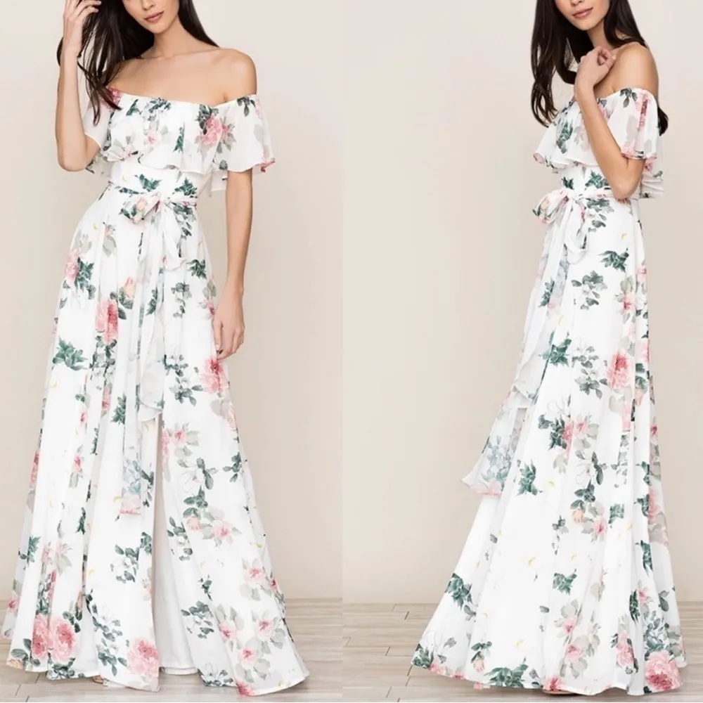 Yumi Kim Bridesmaid Carmen Maxi Floral Dress Ivory XS‎ - Image 4
