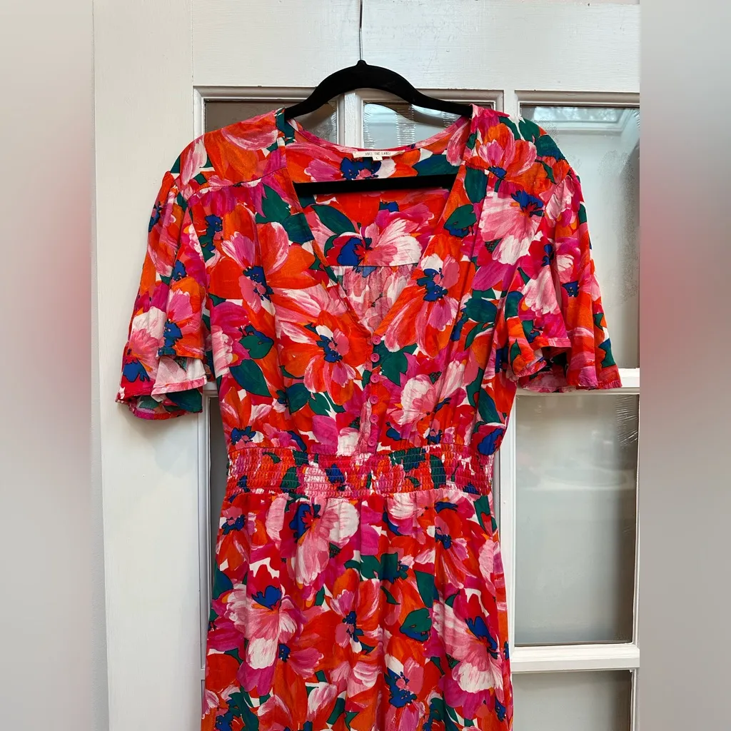 Anthropologie Abel The Label Colorful Floral High Low Maxi Dress Size Large L - Image 3