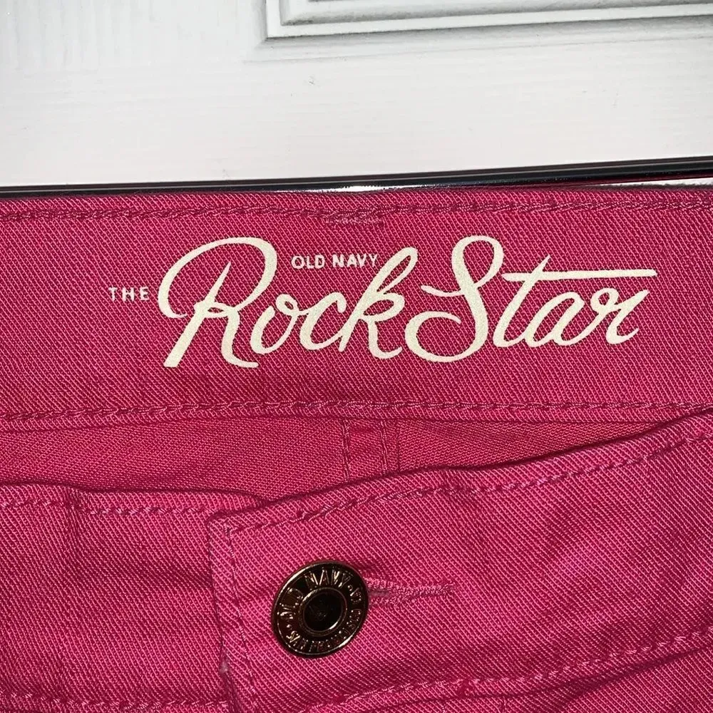 Old Navy Pink Rockstar Super Skinny Low Rise Jeans - Image 3