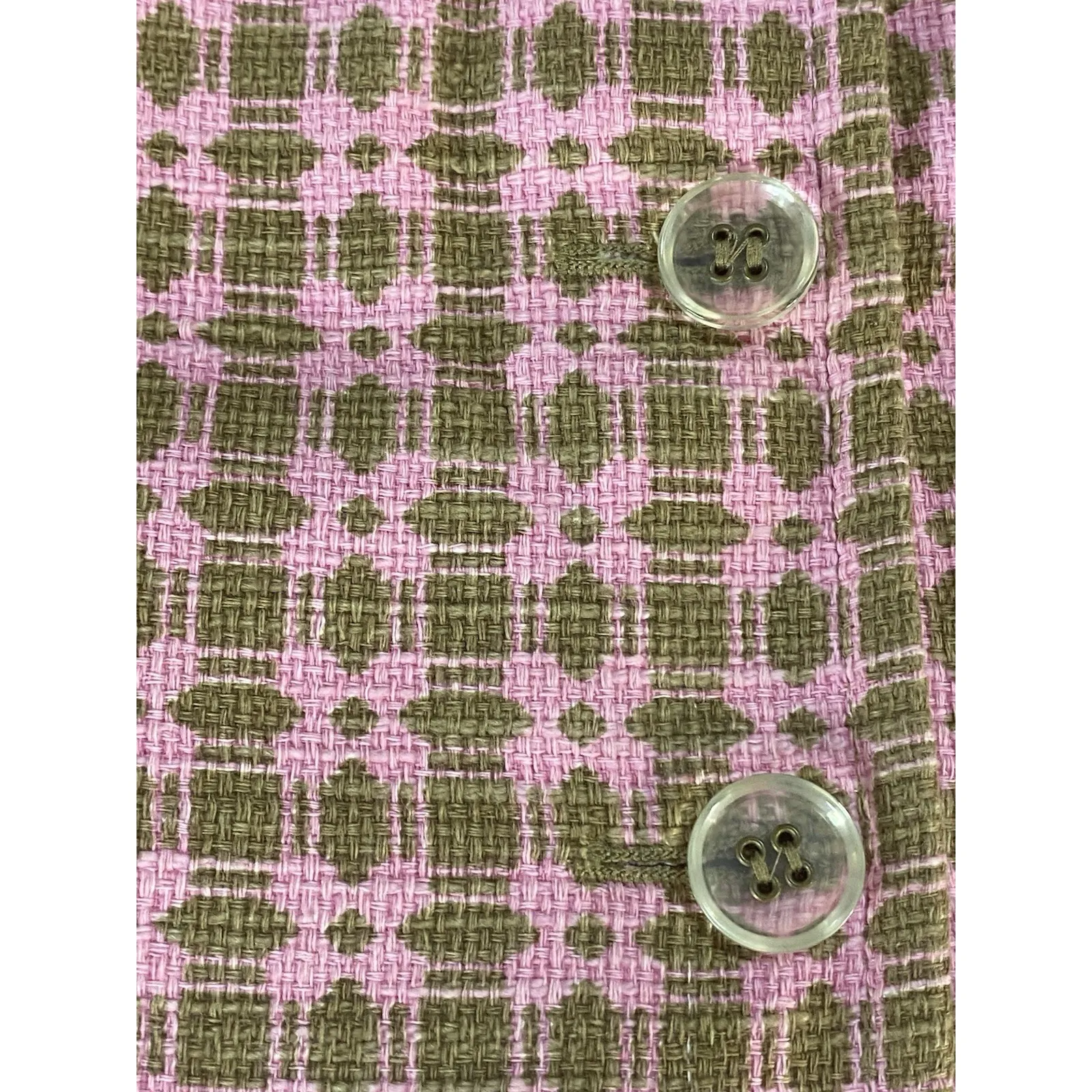 Express Pink Brown Tweed Cropped Work Blazer Button Front Classic Size 8 - Image 5