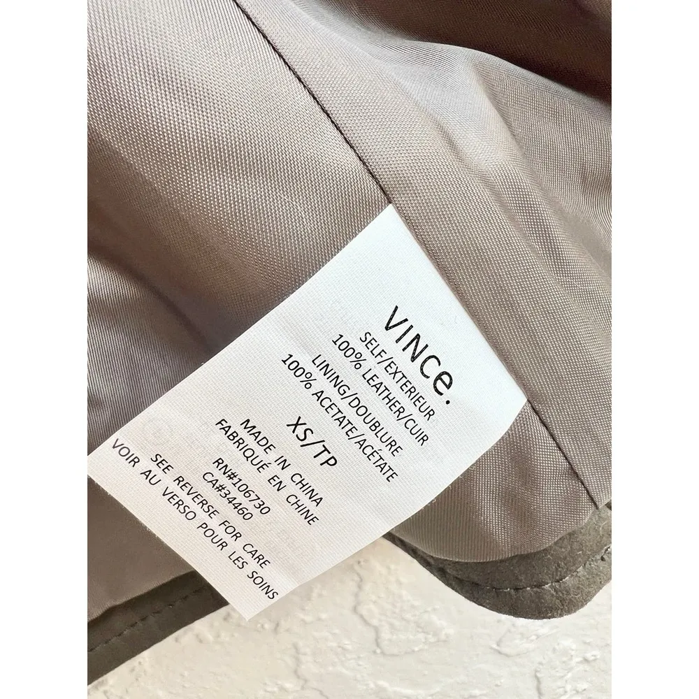 Vince 100% Leather Military Moto Vest Jacket Olive Green Women's Size XS - Image 6