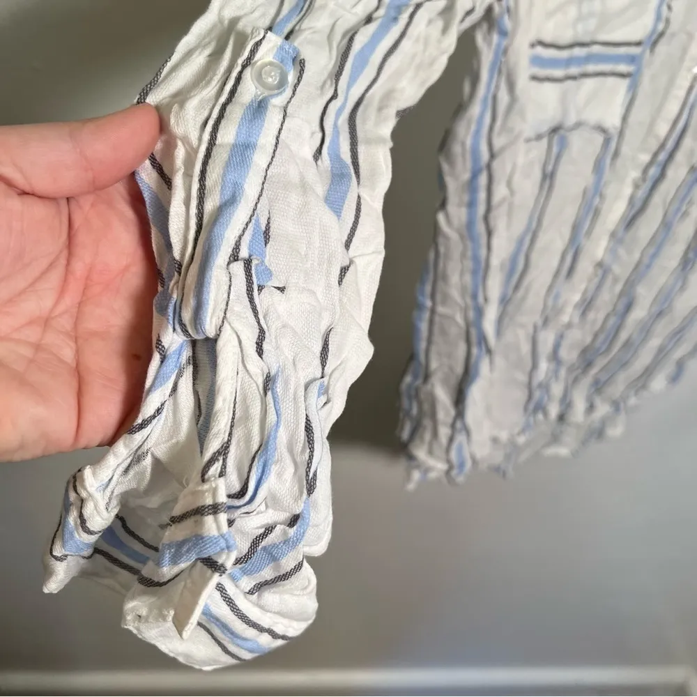 Sweet Wanderer Button Down Blouse White Stripes - Image 5