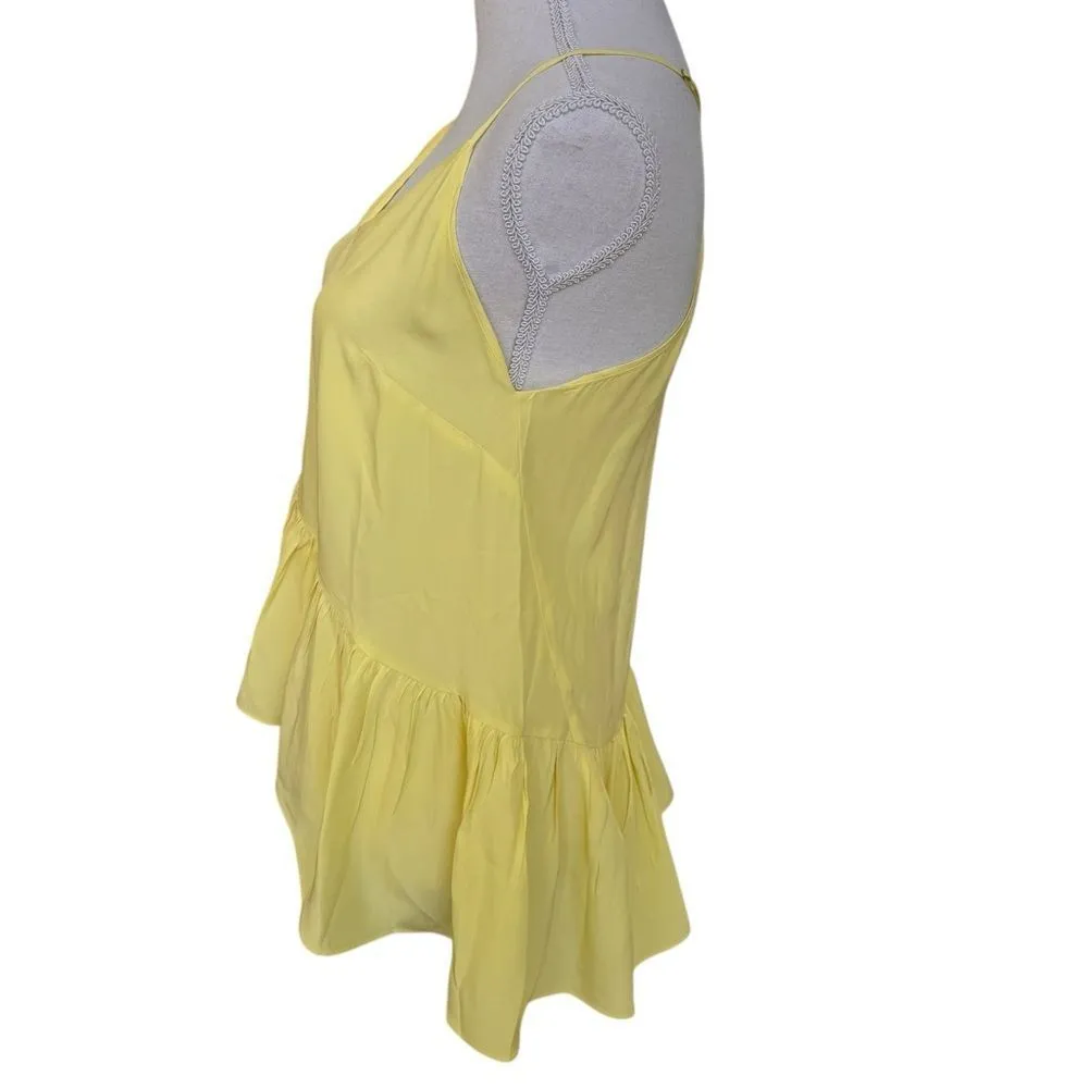 CINQ A SEPT Janet Ruffle Hem Silk Tank Yellow S - Image 5