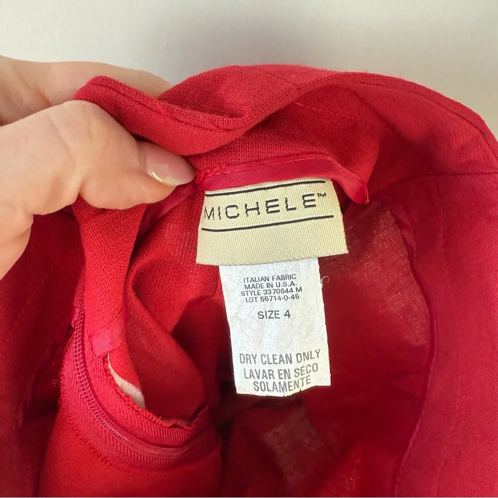 Vintage 90s Michele Red Fringe Trim Western Skirt 4 - Image 3