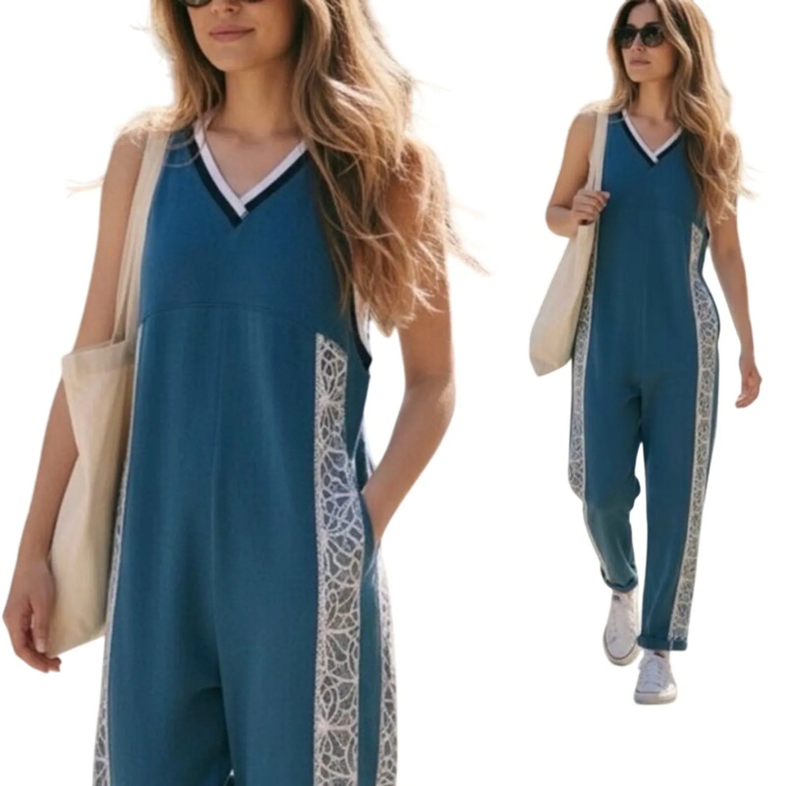 FREE PEOPLE / FP MOVEMENT Day Trip Onesie in Skyline Blue Size XL New w/ Tag SOO - Image 2