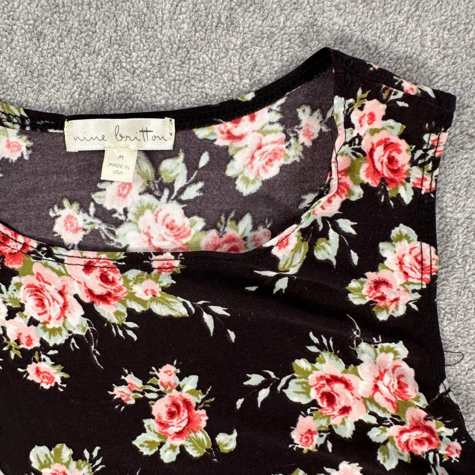 Nine Britton Black Floral Sleeveless Mini Dress Women's Medium Swing Lightweight - Image 3