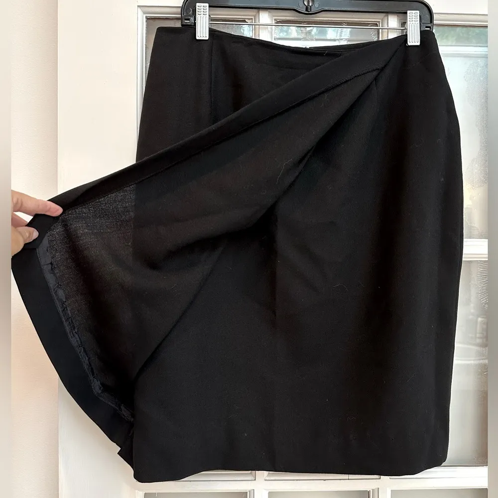 Vintage JNY Jones New York 70’s 80’s Black Wool Wrap A Line Skirt Women Size 14 - Image 3