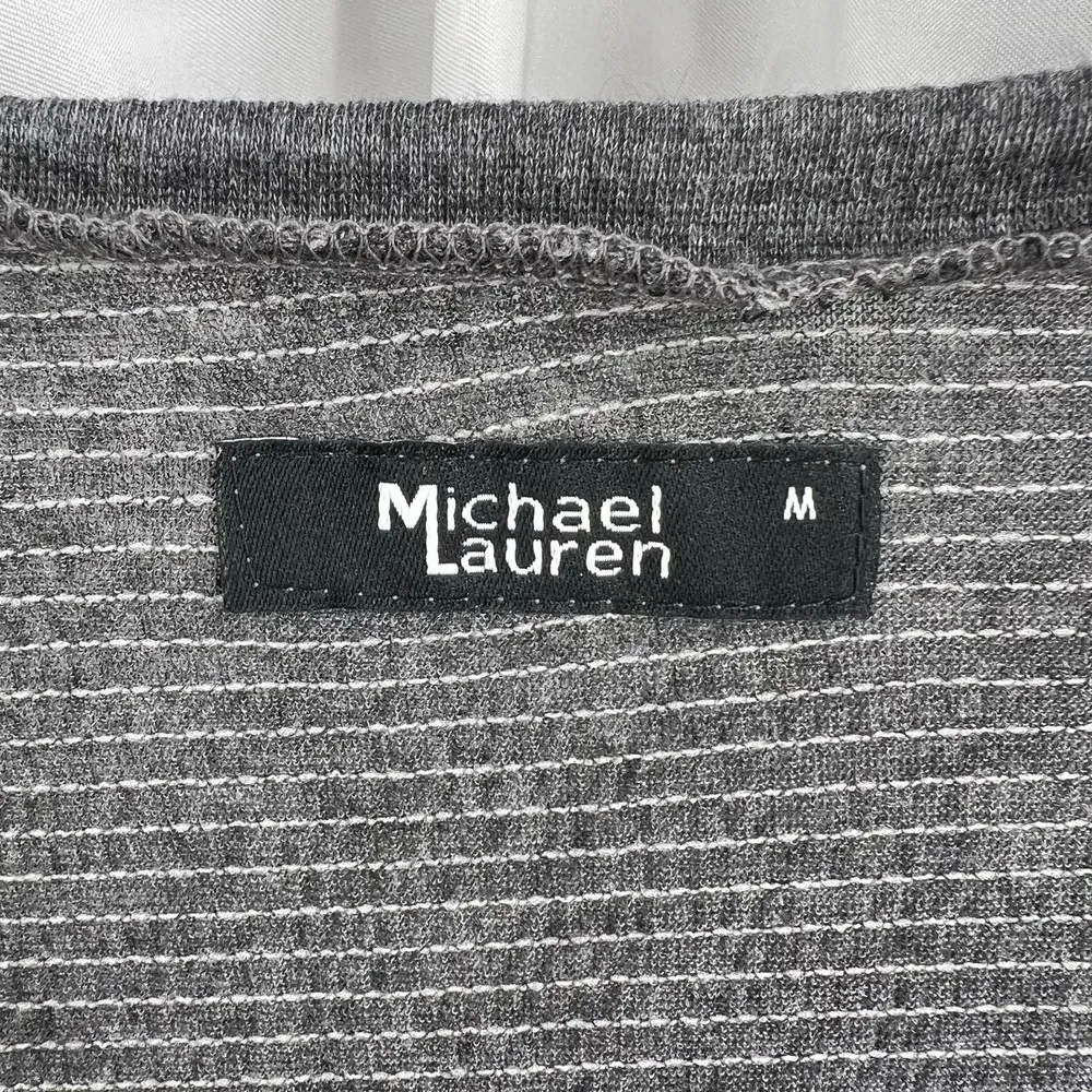 Michael Lauren Grey Long Sleeve Henley Size Medium New - Image 4