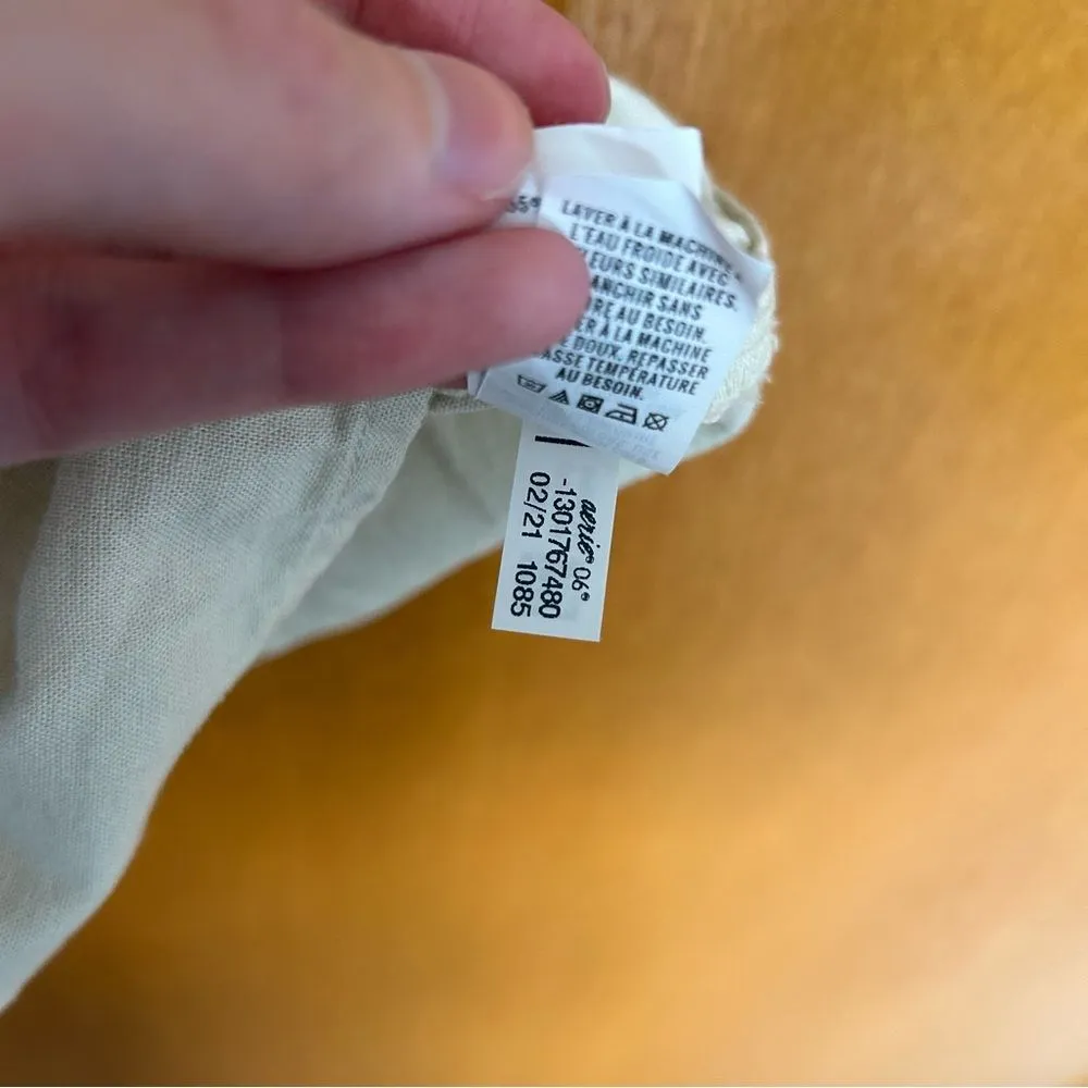 Aerie Babydoll Linen Blend Button Front Spaghetti Strap Dress Cream Size Small - Image 8