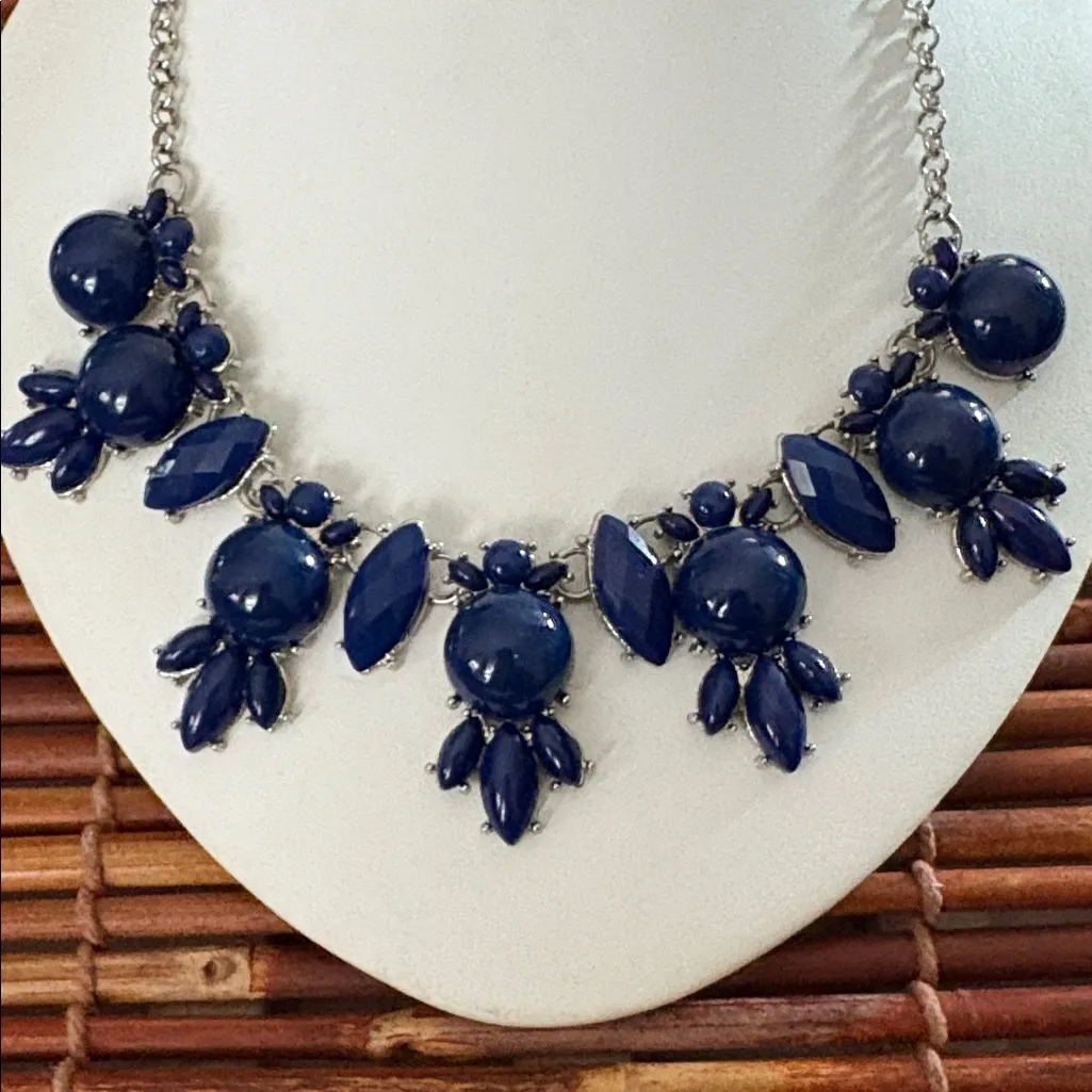Chunky Blue Statement Necklace 17” - Image 2