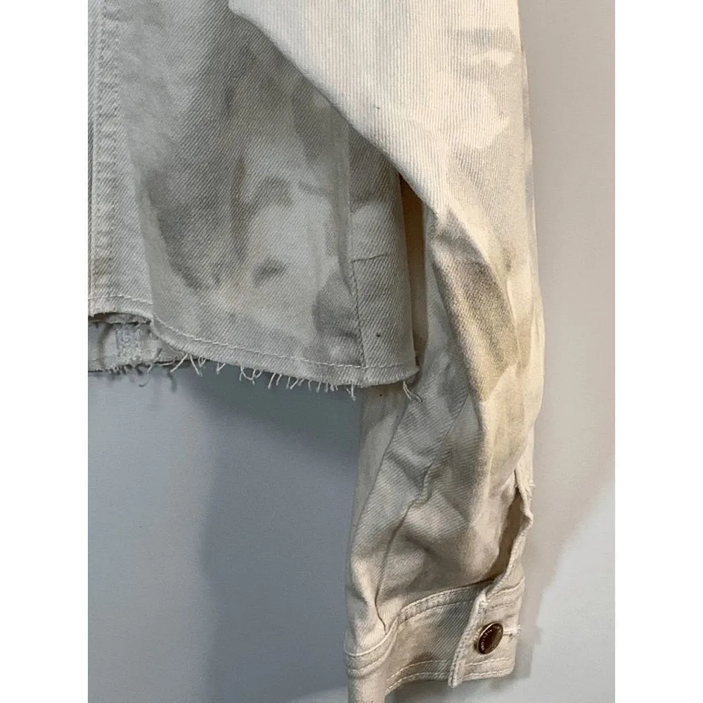 A New Day White Watercolor Floral Denim Jacket Size Medium - Image 5