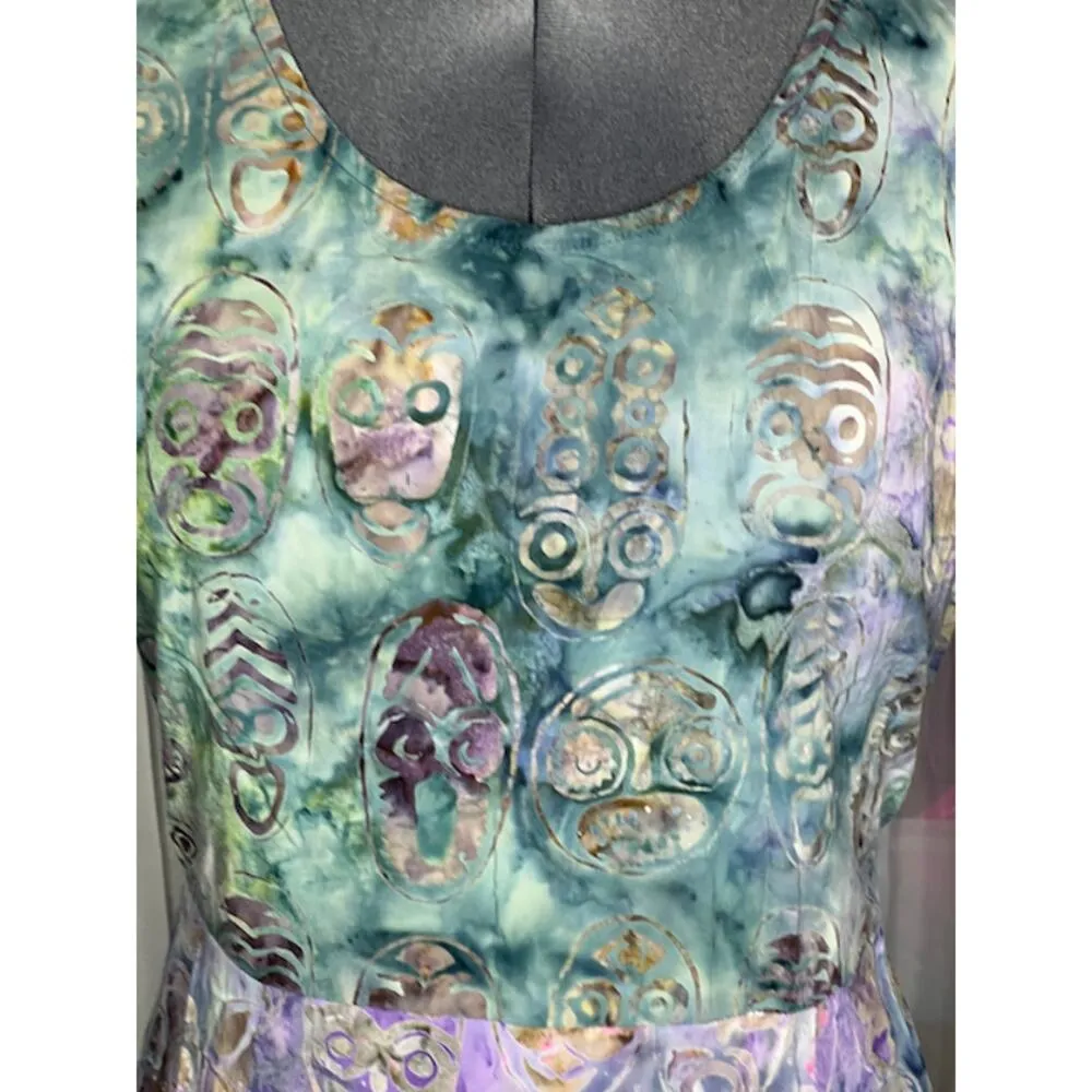 maxi dress purple green abstract 1990s - Image 3