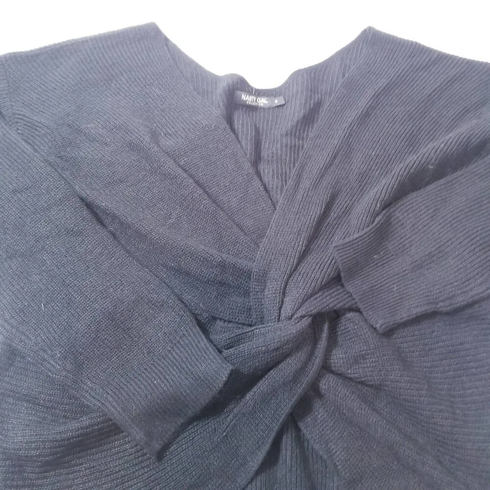 Nasty Gal Collection Knit Deep V-Neck Twisted Pullover Sweater - Image 7
