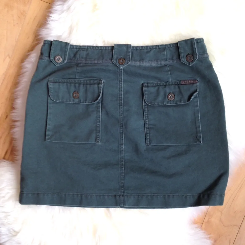 Vintage Y2K Calvin Klein Army Green Zippered Cargo Utility Mini Skirt Sz 7 - Image 3