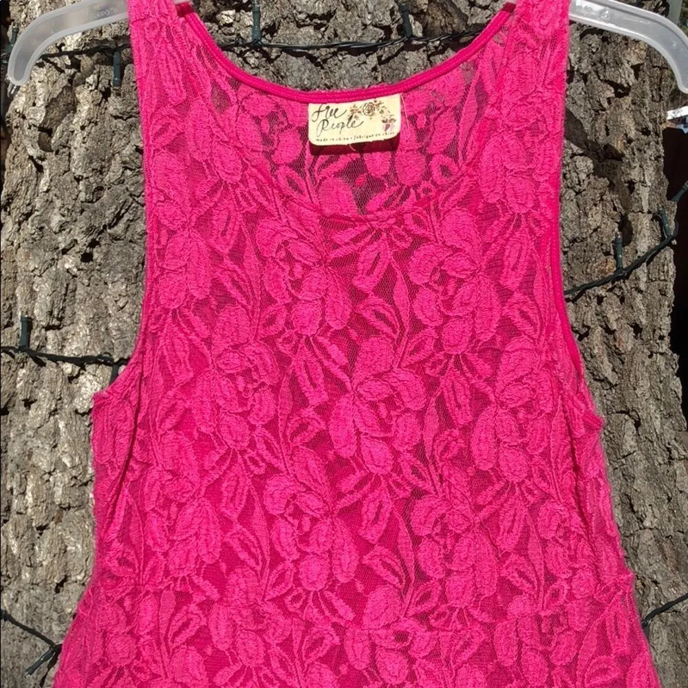 Free People Pink Lace Maxi‎ Dress - Image 3