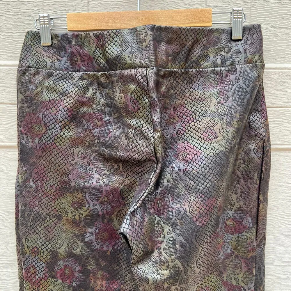 Insight Snake Skin Print Black Iridescent Leggings Size 12 Length Altered - Image 5