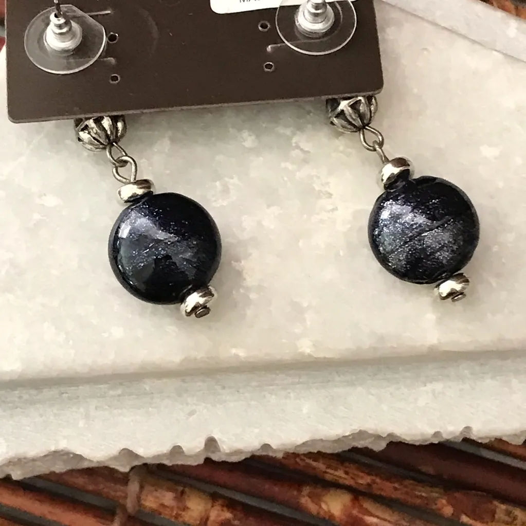 Chico’s Blue Dangle Post Silver Tone Earrings NWT - Image 3