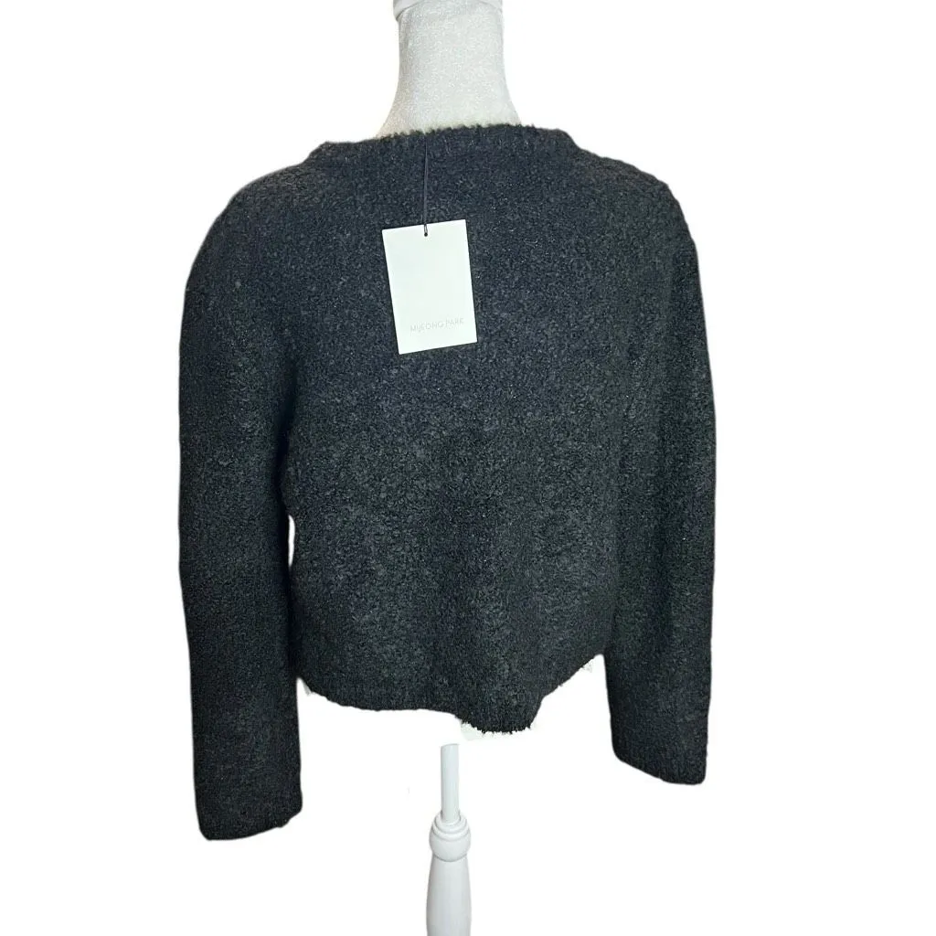 NWT Mijeong Park Black Bouclé Cardigan Jacket S Korean Designer Wool Blend - Image 6
