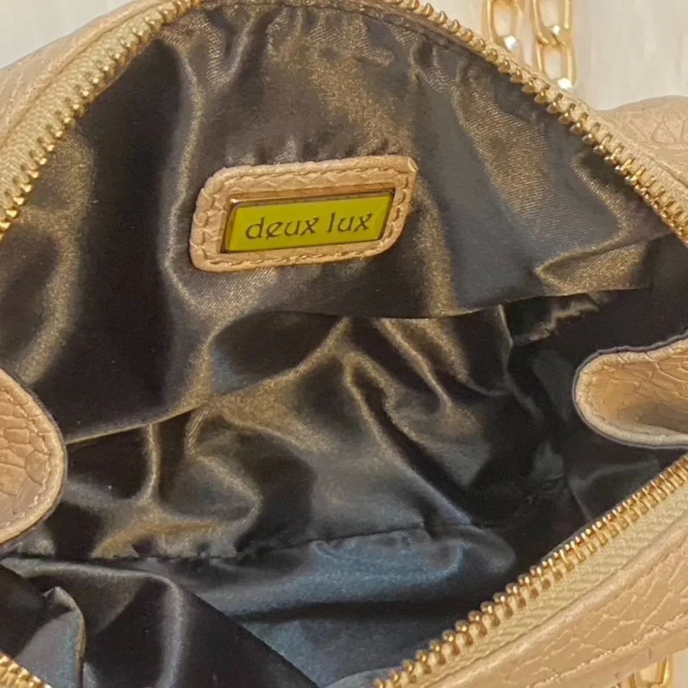 Deux Lux Mini Bag Purse Beige Snake Skin and Gold Chain Y2K - Image 6