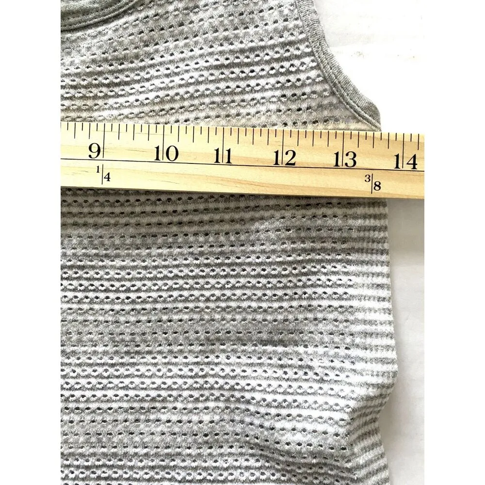 Athleta Gray & White Eyelet Knit Stripes Tank Top Lightweight Stylish Sz S - Image 7