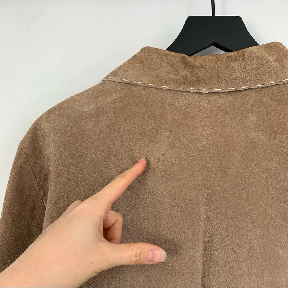 VTG OUTBROOK Suede Leather Jacket Tan L Size L - Image 12