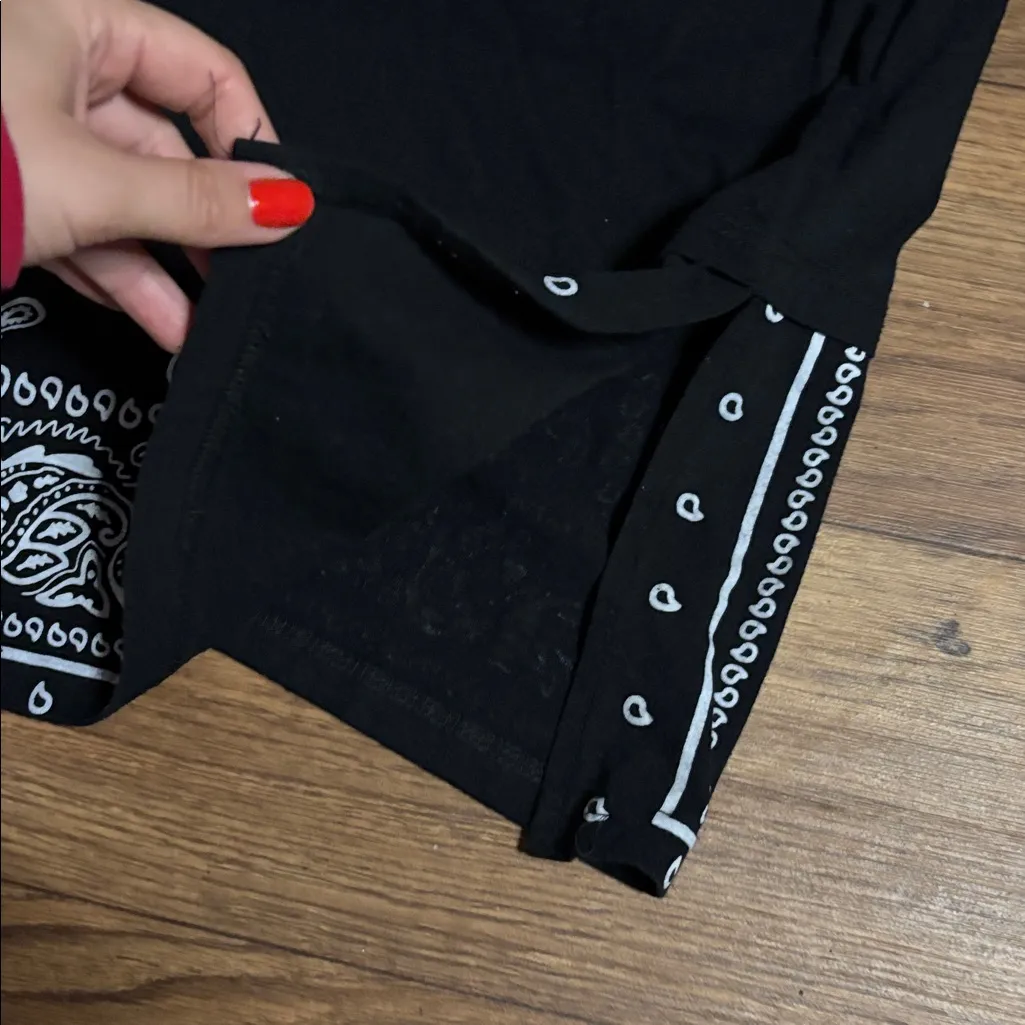 The Narrows Black Short Sleeve Bandana Hen Shirt Mini Dress Baddie Brat Biker Size M - Image 5