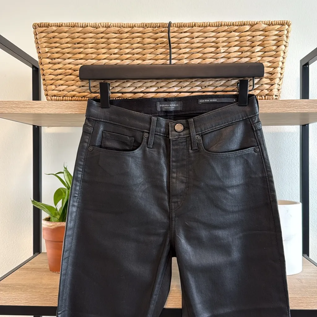 Banana Republic High-Rise Skinny Waxed Shiny Jeans, 26 - Image 2