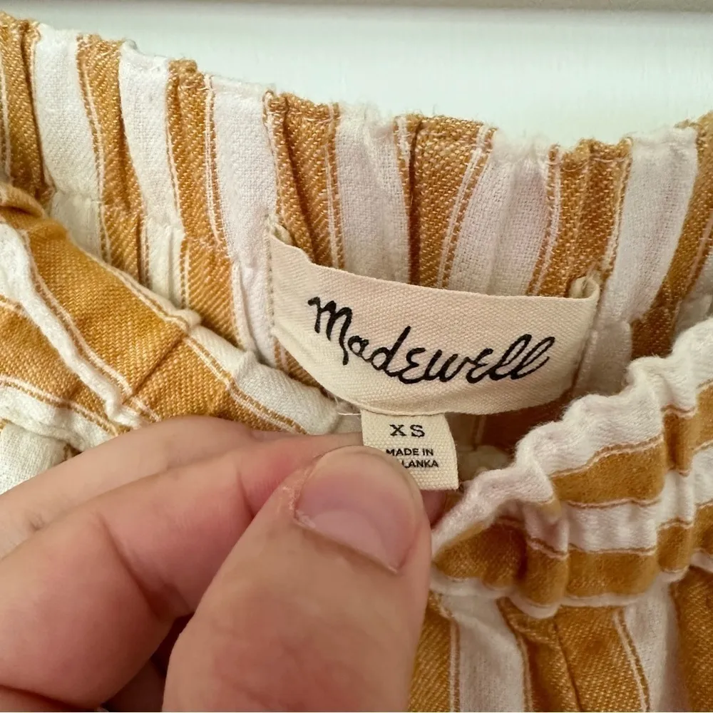 Madewell Women’s Tapered Huston Pull On Stripe Linen Crop Pants Size XS - Image 5