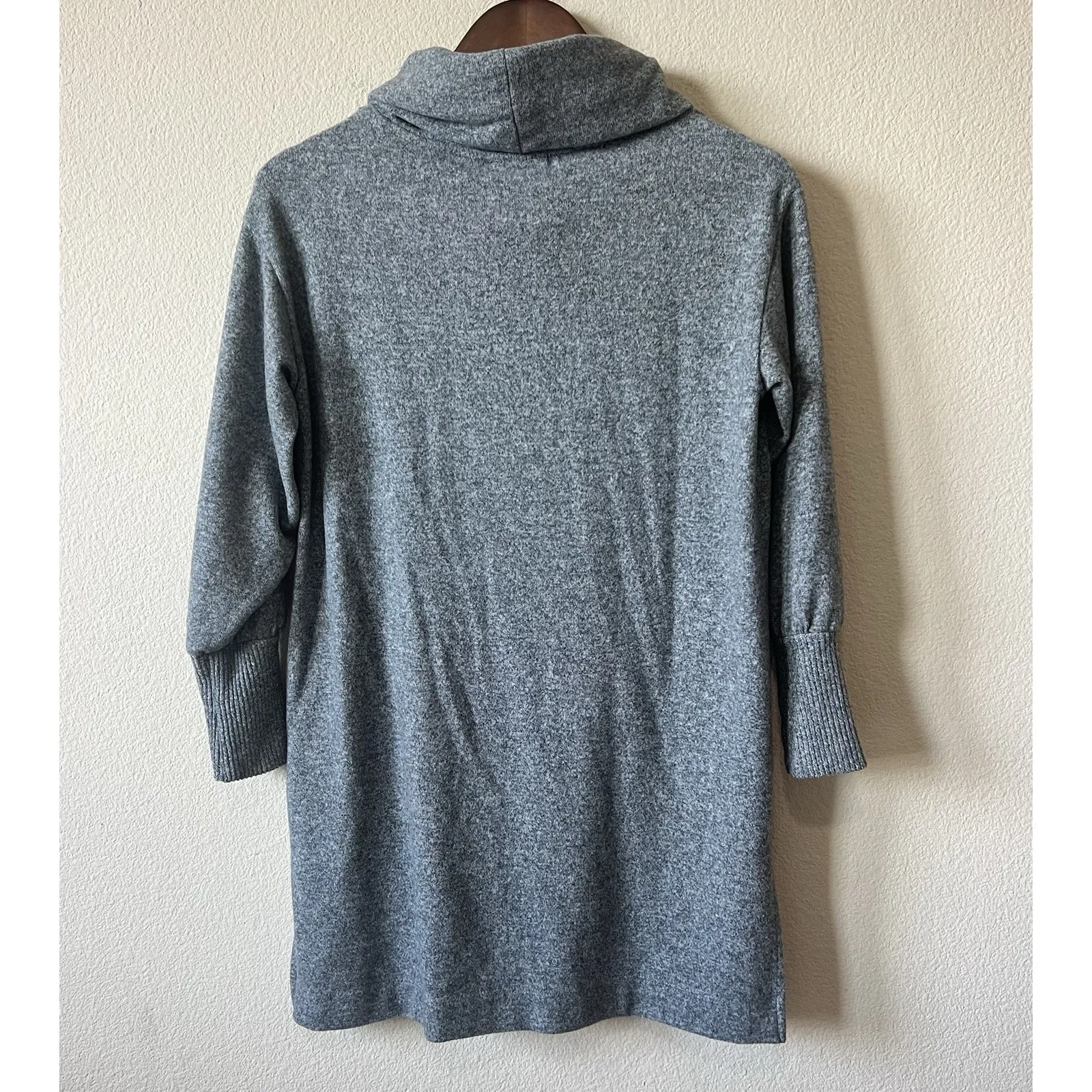 Anthropologie Maeve Gray Cowl Neck Tunic Sweater 3/4 Dolan Sleeve Cozy XS - Image 2