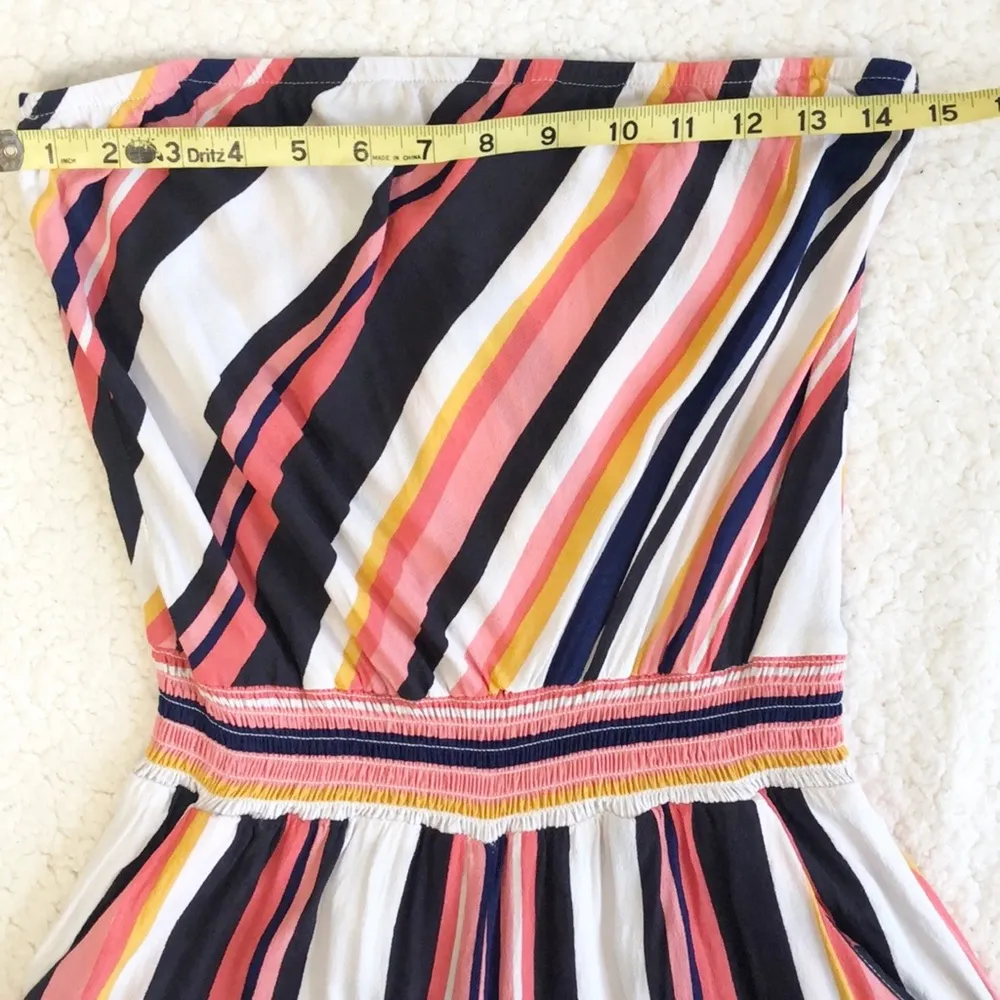Xhilaration Strapless Retro Striped Cropped Festival Boho Jumpsuit Sz S - Image 7