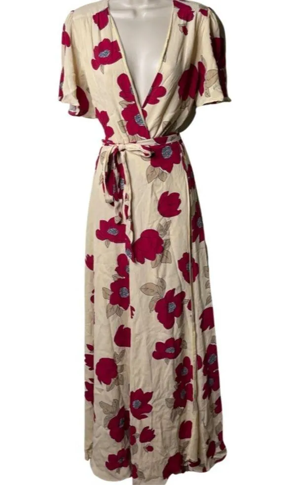 Privacy Please Plaza Kimono Poppy Wrap Maxi Dress sz S - Image 3