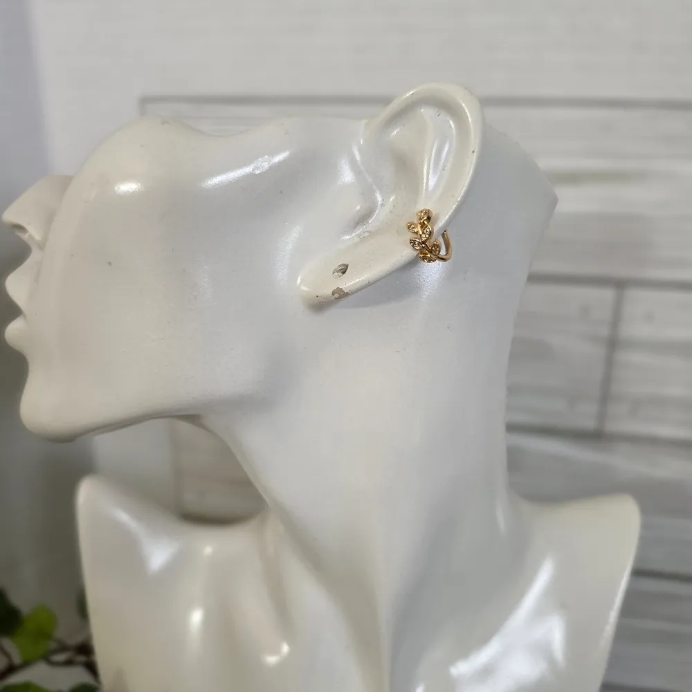 Gold Filled Leaves with Cubic Zirconia Ear Cuff Earrings - Image 5
