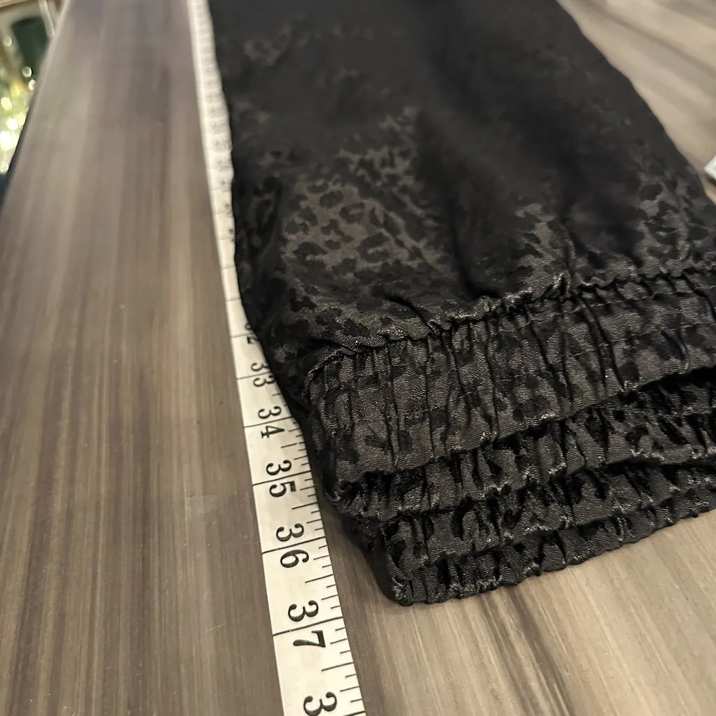NWOT Zara Womens Black Leopard Print Tie Waist Joggers Size Small Lightweight - Image 12
