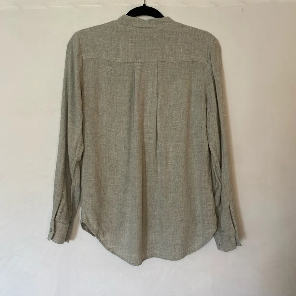 Cloth & Stone Anthropologie Gray Flannel Faux Wrap Surplice Top Shirt Blouse S - Image 6