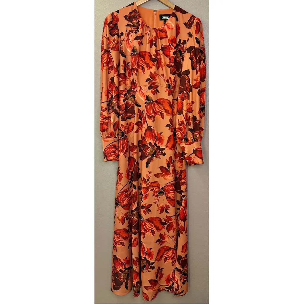 Alexia Admor Yesenia Fit and Flare Long Sleeve Orange Floral Maxi Dress - Image 3